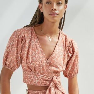 🆕 Anthropologie Cottagecore Paisley Balloon Sleeves WRAP BLOUSE